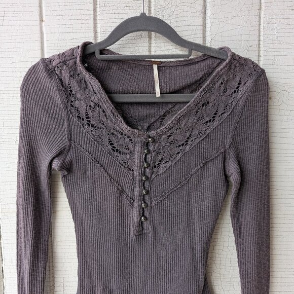 Free People Come on over henley - lace long sleeve - Picture 5 of 8